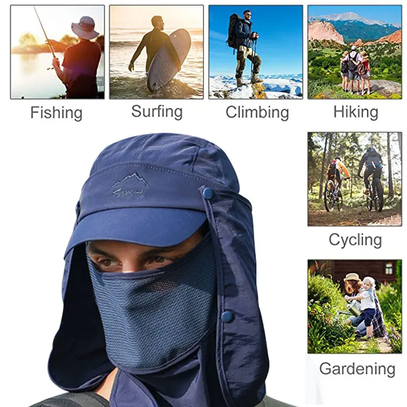 Кепка для рыбалки быстросохнущая бейсболка с крышкой лица и шеи уличная защитная