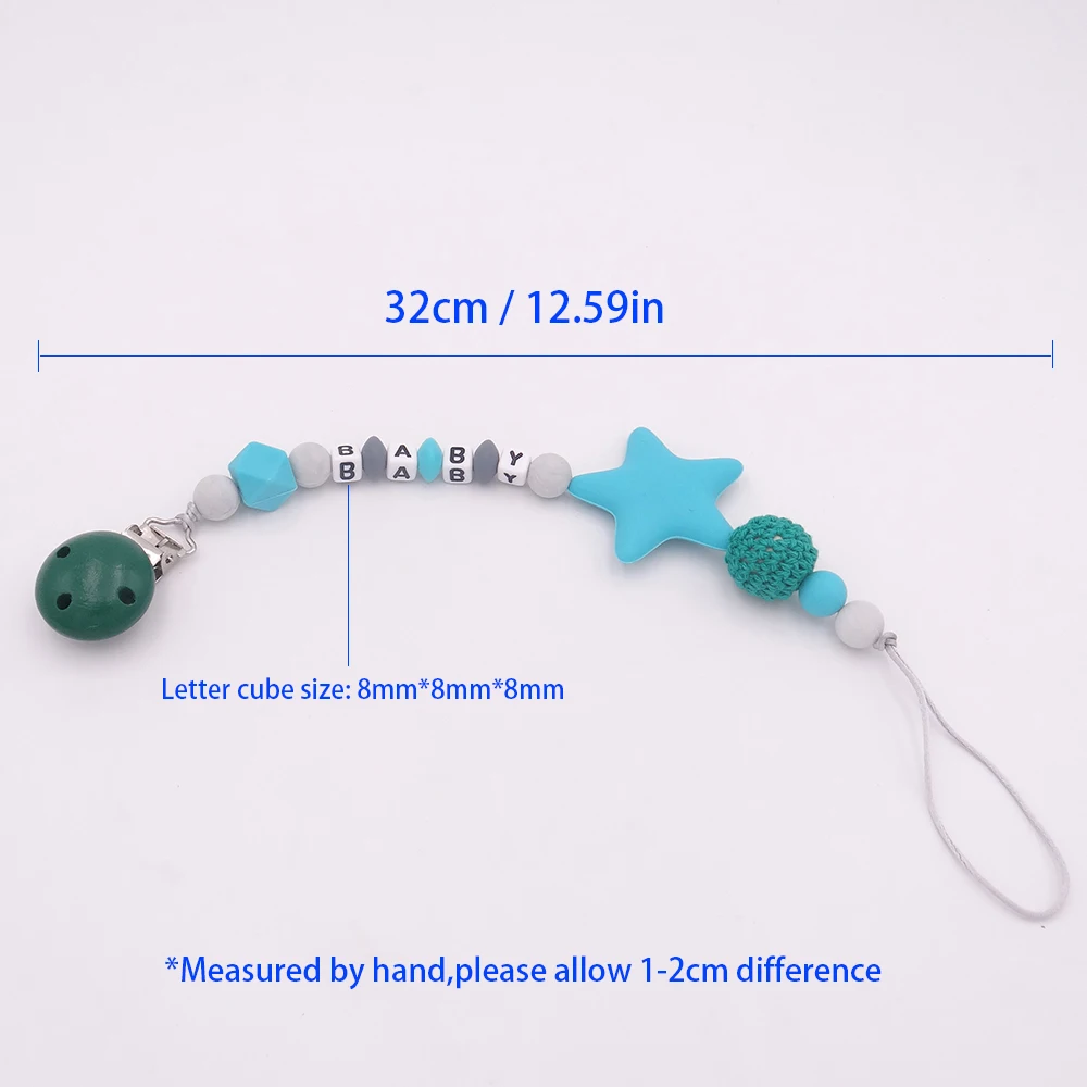 

Colorful Silicone Personalized Letter Pacifier Clips Funny Chupetero Chain For Infant Feeding Toddle Chew Toy Clips BPA Free