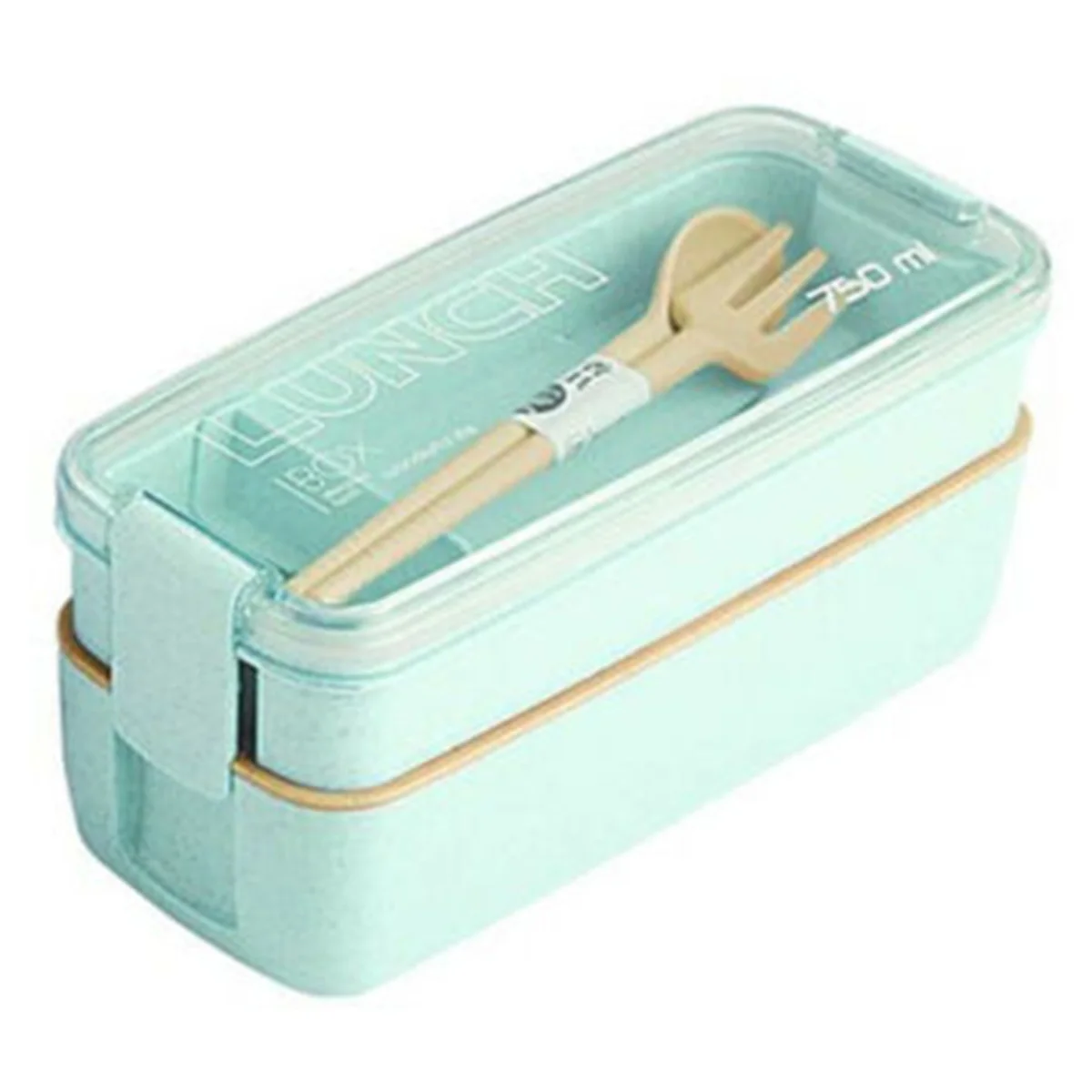 2 х ярусный Ланч бокс Bento ложка для хранения еды контейнер микроволновой печи