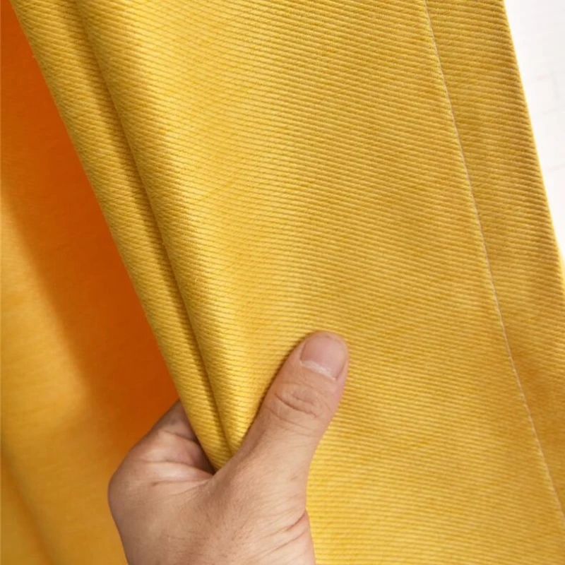 Европейская занавеска желтый однотонный Цвет для Гостиная плотные ткани