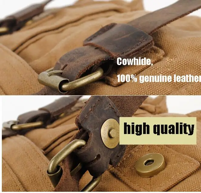 ANAWISHARE Мужская холщовая кожаная сумка через плечо военные винтажные сумки