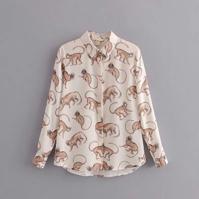 Женская шифоновая блузка TMODA310 Za Повседневная рубашка с отложным воротником и