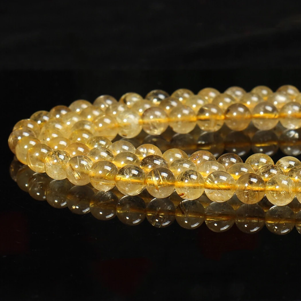 Натуральный кварц рутилированный 6-10 мм Круглый драгоценный камень бусины для 925