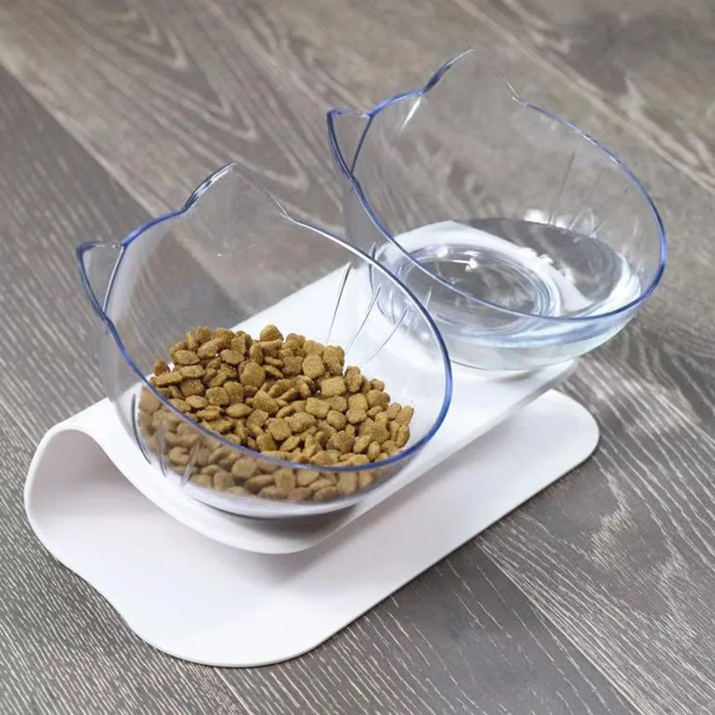 Non slip Кошачьи миски двойной для домашних животных с рельефными стенд Еда и поилки