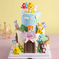 childrens birthday cake lion rabbit duck cow animal cake topper decoration desktop home decoration car ornament cake decoration