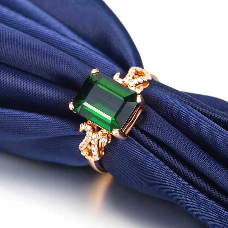 Luxurious Classic Rose Gold natural jadeite engagement ring ladies boutique jewelry Valentine's Day gift | Украшения и