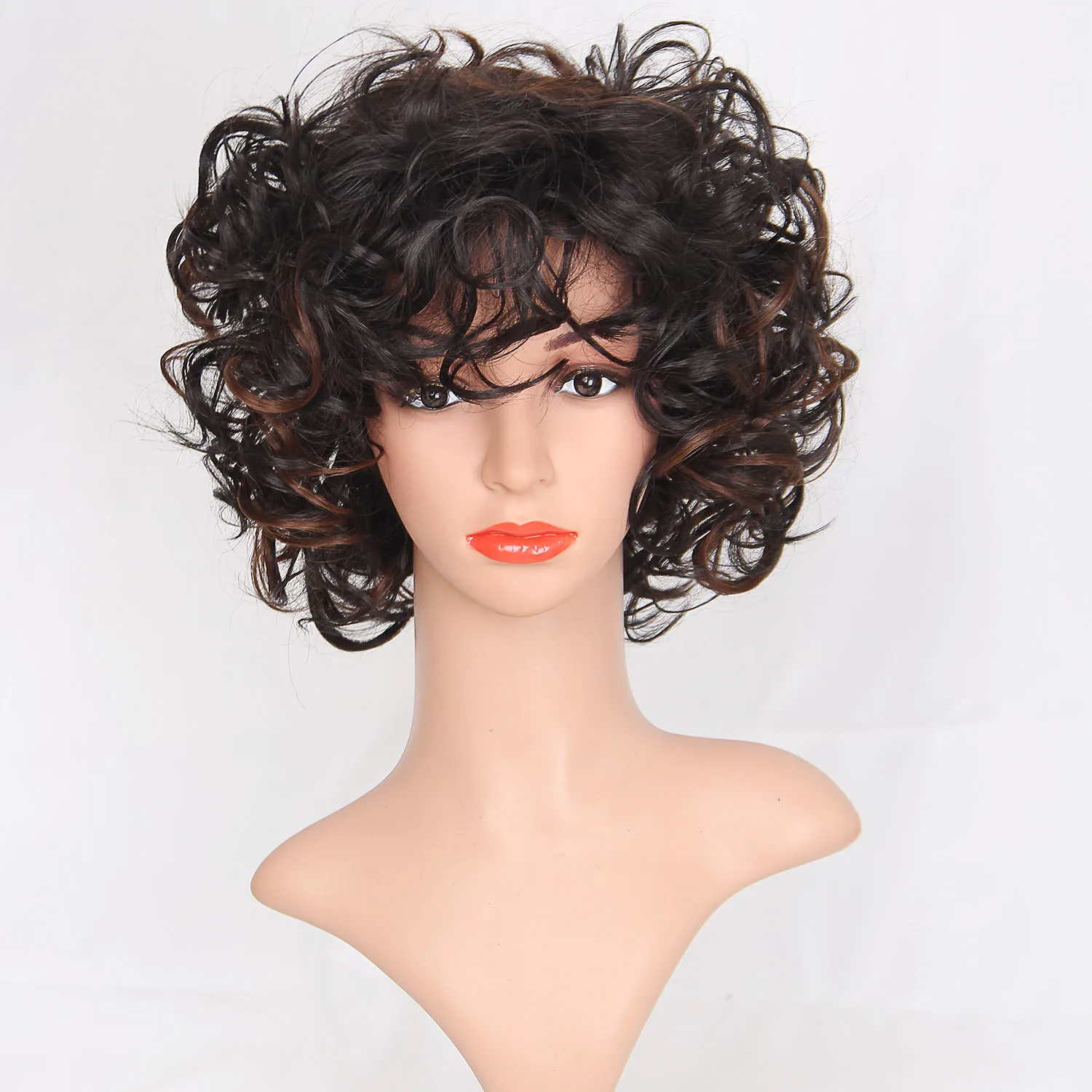 

Women's Fashion Short Curly Hair African Fluffy Curly Wavy Synthetic Wigs for Black Women Fancy Dress Party Full Wigs