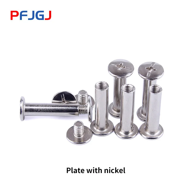 Peng Fa Photo Album Binding Screw Nickel-plated Album Screw Silver Account Book Screw Nut Rivet Docking Lock Screw 5mm - Цвет: Plate with nickel