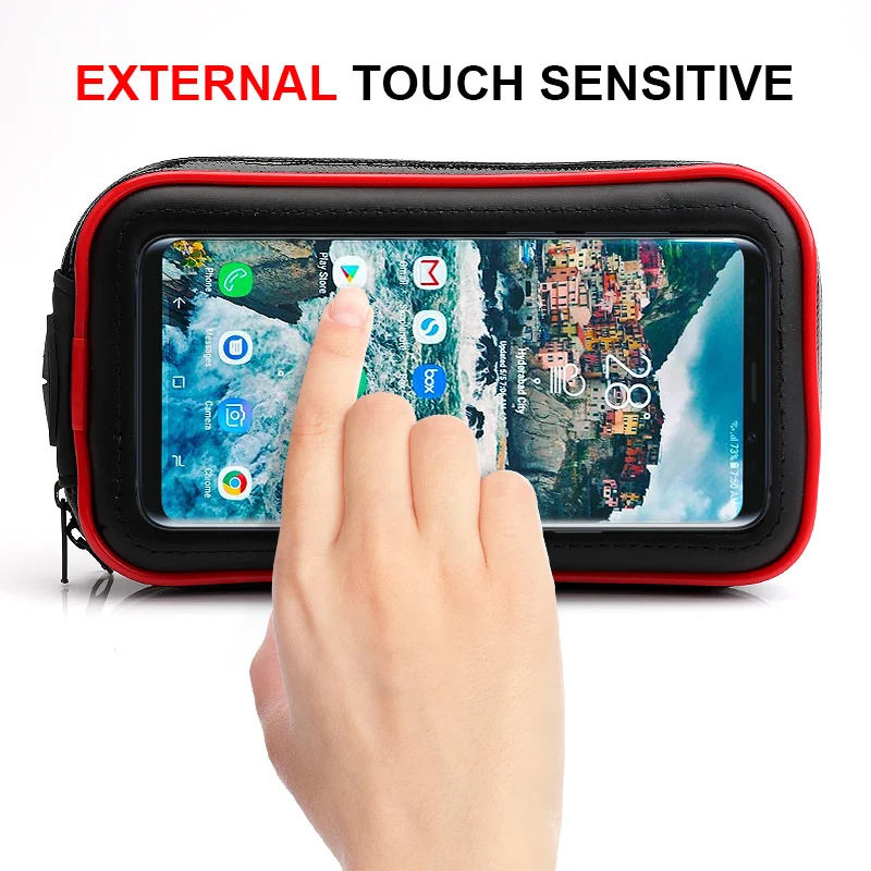 BuzzLee Outdoor Bike Scooter Cell Phone Handlebar Holder Stand w/ New Touch Screen Motorcycle Waterproof Zipper Phone Bag XXL