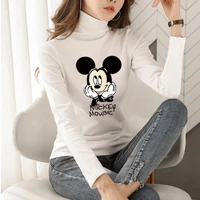 disney mickey mouse g graphics fall tshirt women 2021 fashion korean turtleneck long sleeve slim streetwear basic aesthetic tops
