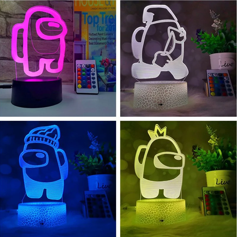 

Gaming Zimmer Unter Uns 3D Nacht Lichter 16 Farben Schreibtisch Lampe fr Schlafzimmer Studie Dekoration Leuchten Cartoons Freu