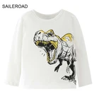 Футболки с длинным рукавом SAILEROAD, с изображением животных, динозавров, осень 2021, одежда для девочек, блузка для девочек, модные топы для детей