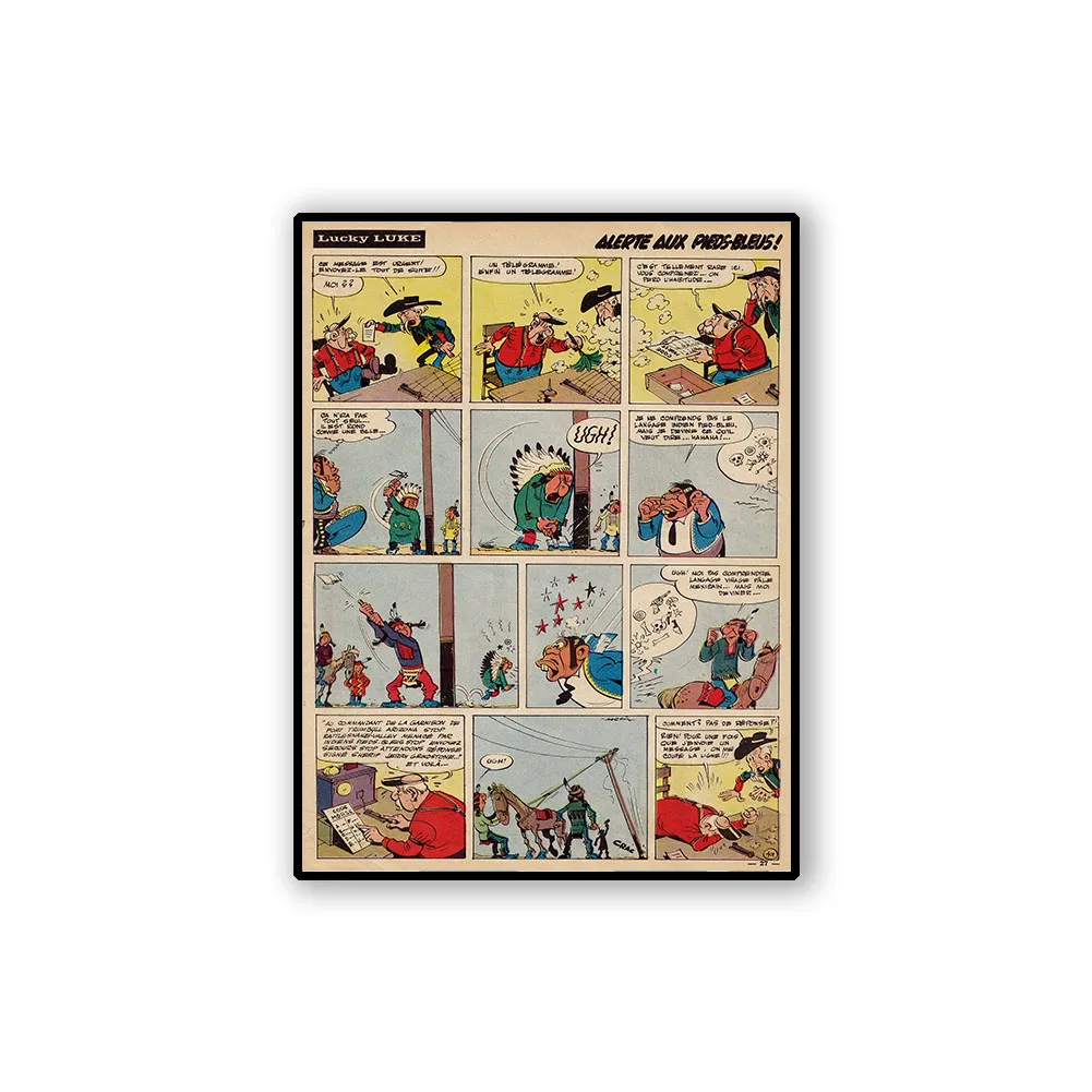 Ностальгическая Картина на холсте Lucky Luke Comics винтажные постеры из крафт бумаги