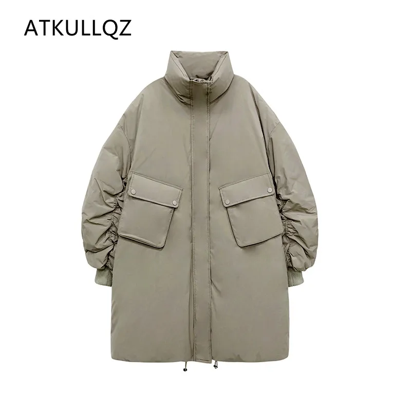 

Fashion down coat Korean Style Dongdaemun down Jacket Mid-Length 2022 Winter Stand-up Collar Thick White Duck down Baggy Coat