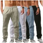 Мужские хлопковые льняные брюки мужские летние дышащие однотонные Цвет льняные брюки фитнес уличная M-3XL одежда прямые брюки