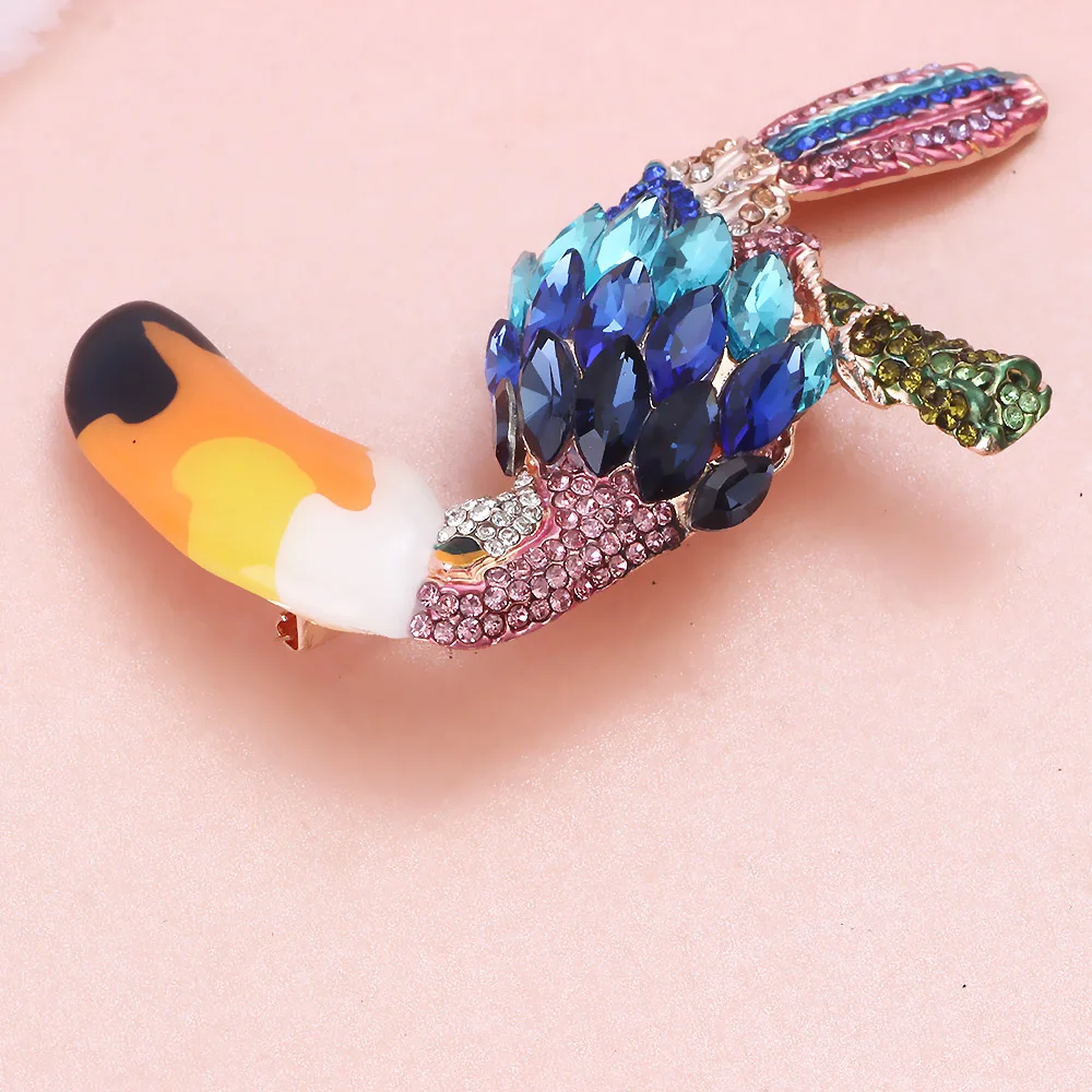 FARLEENA модные ювелирные изделия цветные Кристаллы Стразы Большой рот попугай