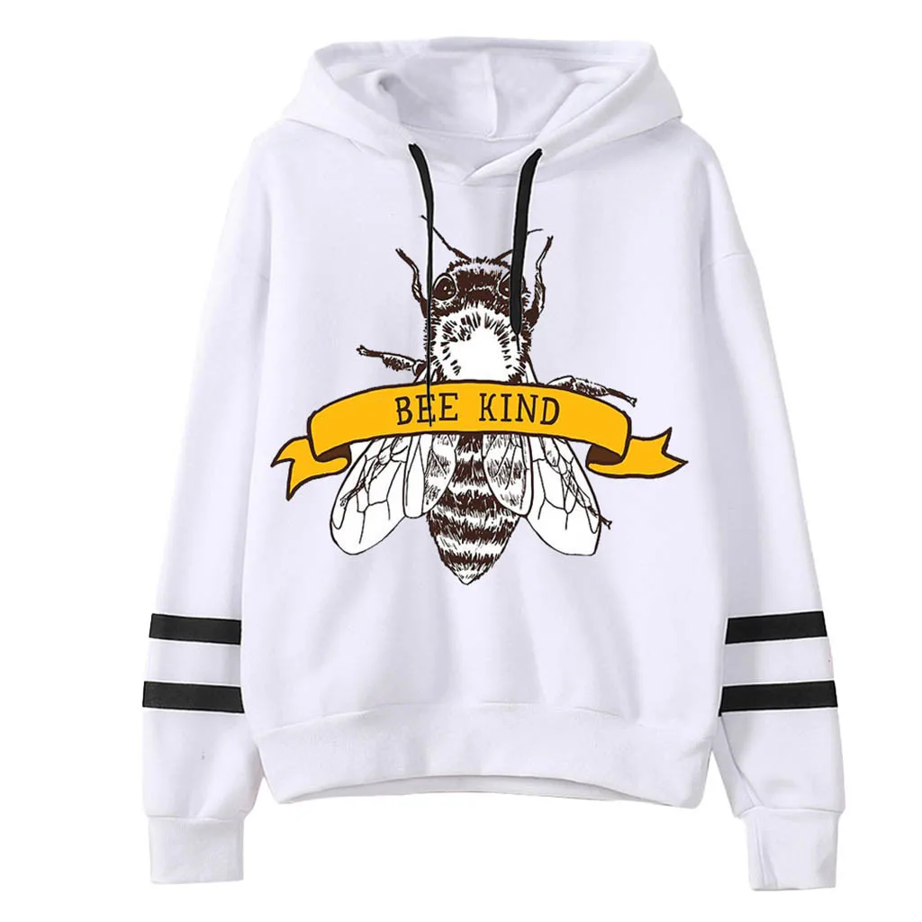 Women Letter Printing Stripe Cute Hoodies Round Collar women clothing Casual Long Sleeve Hooded Pullover Sweater Tops |