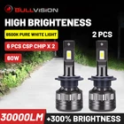 Сверхъяркая Автомобильная светодиодсветильник лампа Bullvision H7 H8 H11 9005 лм H9 H4 Hb3 9006 Hb4 12 В