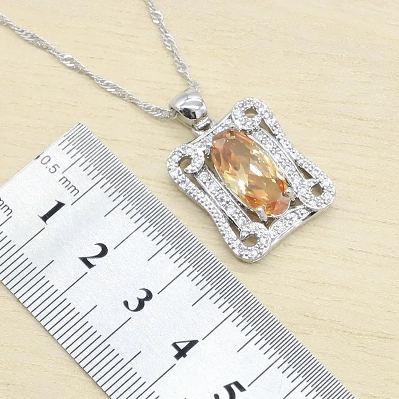 Геометрические шампанское цирконами серебряные Цвет набор украшений для женщин