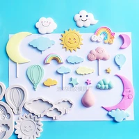 clouds stars moon rainbow hot air balloon fondant chocolate cake silicone mold biscuit baking resin mold cake decorating tools