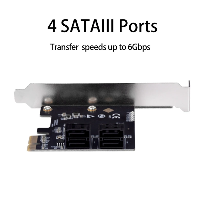 Mining PCIe 4 Ports 6G SATA III 3.0 Controller Card Non Raid X1 Expansion Low Profile Bracket | Компьютеры и офис