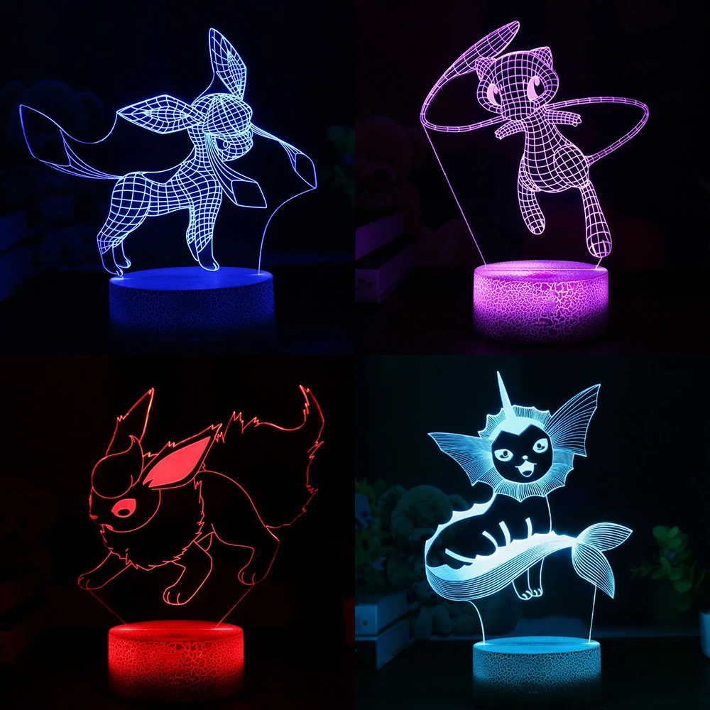 Покемон игра Mew 3D лампа Umbreon светодиодный декоративный ночник многоцветный RGB
