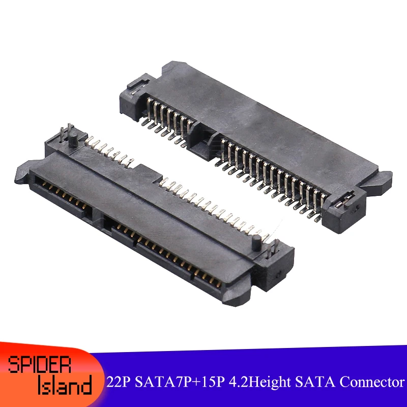 Bestellen 500pcs/lot SATA Connector 22Pin SMT Height 4.2H SATA7 + 15pin Female For HDD Interface Socket