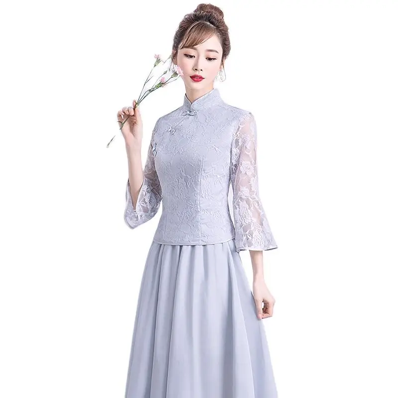 Винтажное вечернее платье Ципао в китайском стиле 2 шт. свадебные платья для