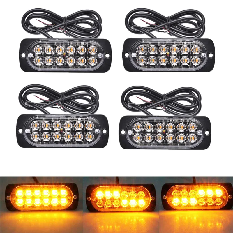 

4 шт. янтарные автомобильные грузовики 12 светодиодный стробоскоп аварийные мигающие сигнальные лампы 12-24 В боковые фасветильник s светодиод...