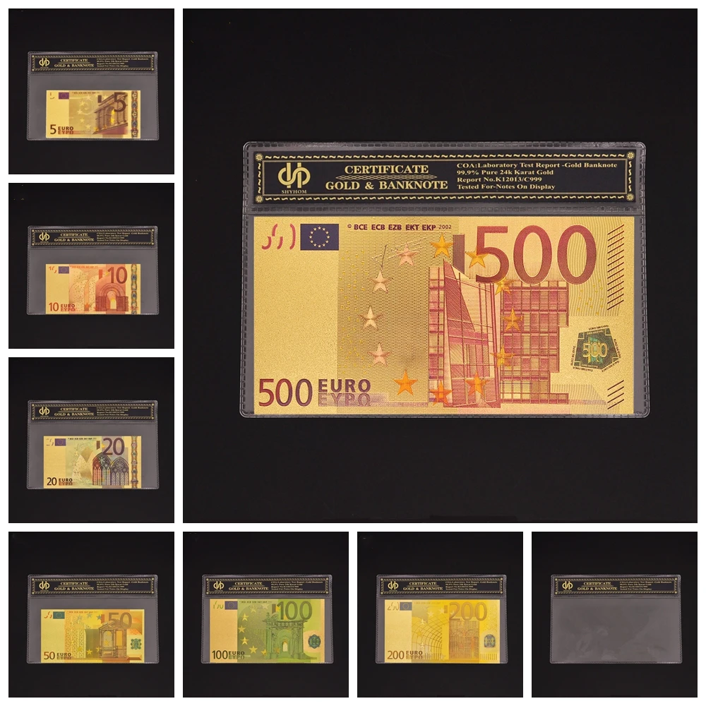 

7PCS/Lot Color Euro Banknote Sets 5 10 20 50 100 200 500 Euro Fake Banknote Paper Money Collection
