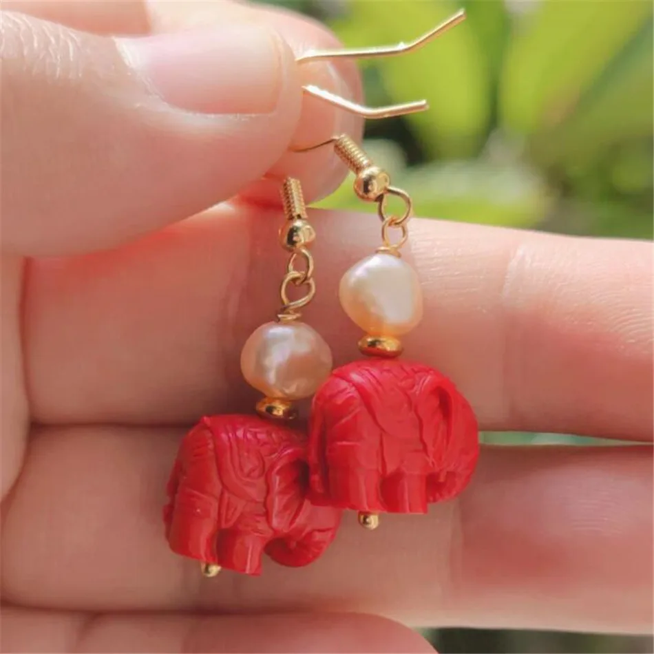 

Elegant Natural Red Agate Pearl Earrings Ping Buckle 18K Aquaculture Halloween New Year Thanksgiving CARNIVAL Jewelry Party