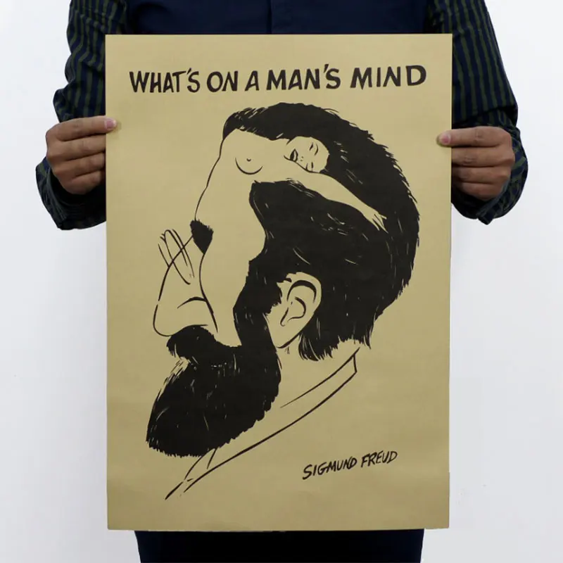 

AIMEER Freud portrait/fun picture-in-picture retro kraft paper poster/bar decoration painting core 51x36cm