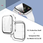 Чистый прозрачный PC чехол бампер для Apple Watch, версии 6 5 4 SE 40 мм 44 мм закаленное стекло Экран протектор чехол