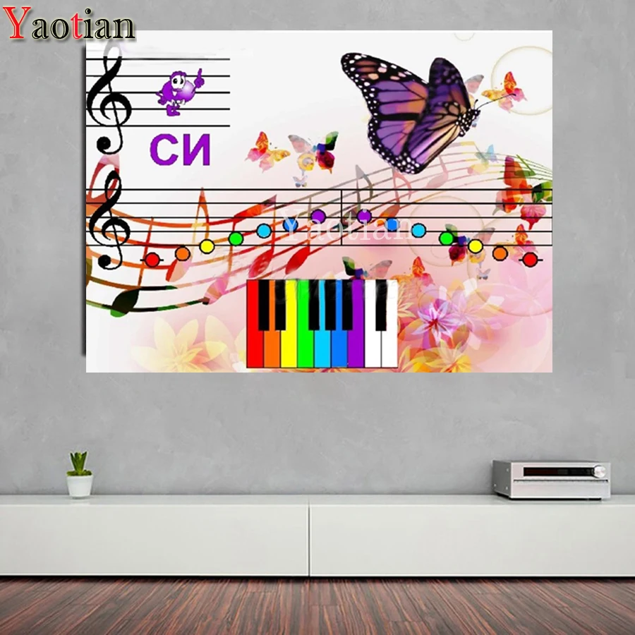 

DIY Стразы фотографии Бриллиантовая мозаичная бабочка музыкальная нота 5d алмазная вышивка из квадратных/Набор для рисования с круглыми камн...