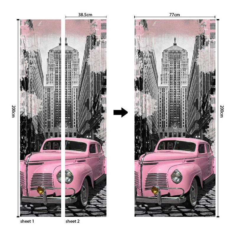 77x200cm 3D Door Sticker DIY art For room self-Adhesive Wall Murals Waterproof Vinyl Removable Modern Art Door Decals Home Decor