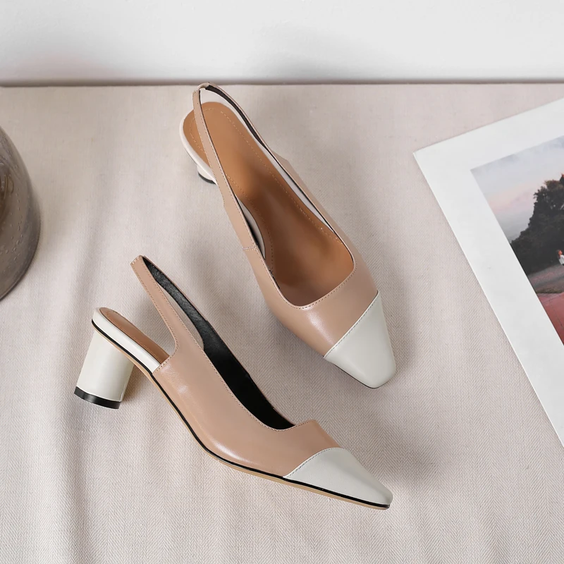 Женские туфли-лодочки из натуральной кожи без застежек Летние удобные модельные