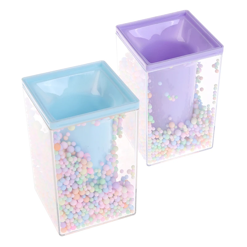 

Creative Desktop Large Capacity Squar Shape Pencil Case Cute Foam Ball Style Transparent Pen Holder Decoration Storage