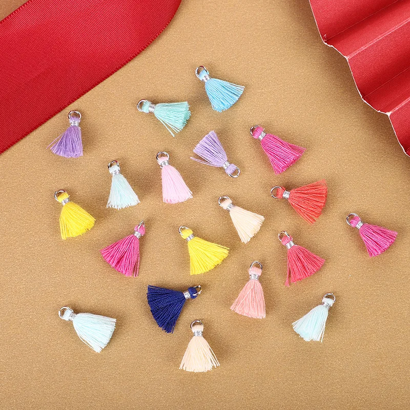 50Pcs 10mm Mini Hanging Ring Tassel Trim Pendants DIY Craft Materials Jewelry Earrings Accessories Materials Small Fringe Trims