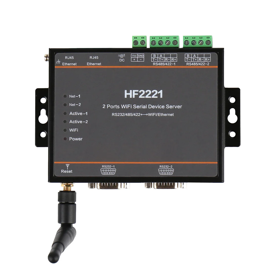 Сервер последовательного устройства HF2221 с 2 портами Wifi RS232/RS422/RS485 для сервера Ethernet