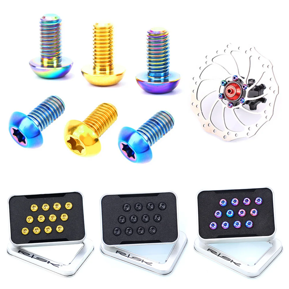 

12 Pcs Titanium Bolts M5x10 mm Screw Bolt for Disc Brake Rotors Mountain Bike & Road Bike T25 Torx Head Bicycle disc