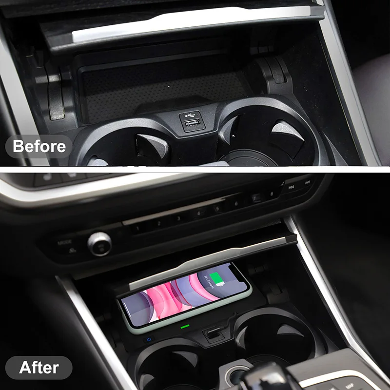 

Qi Wireless Car Charger Onboard Fast Charging Pad for BMW 3 Series 2019-2020 Year 320i 325i 330i 320Li 325Li G20 G28 M340i 330e