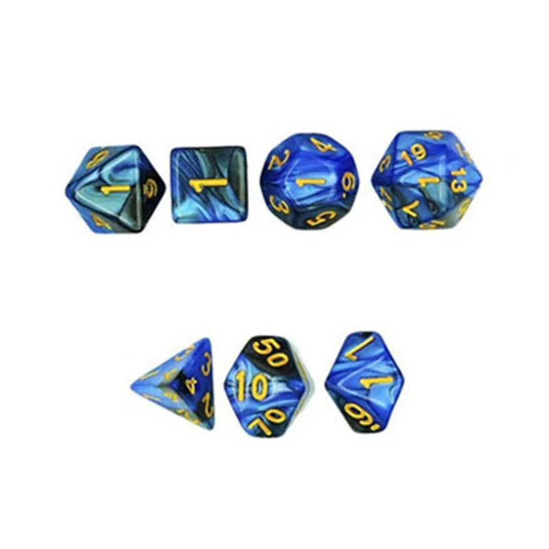 blue black 7 шт./компл. игральные кости DND смешанные Цвет кости полиэдральный игры в кости для ролевой игры «Подземелья и Драконы» Настольная игра s D& Аксессуары для настольной игры - Цвет: blue black
