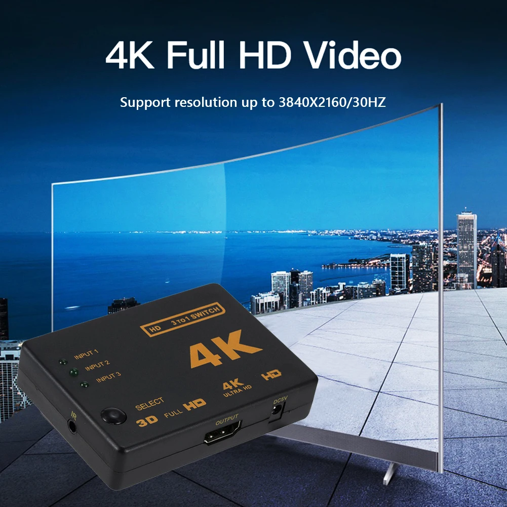 

Коммутатор 3x1 4K 1080P HDMI-совместимый коммутатор 1,4 поддерживает 3D HDCP 1,1 для игровой консоли HDTV аксессуары для домашнего аудио видео проектов