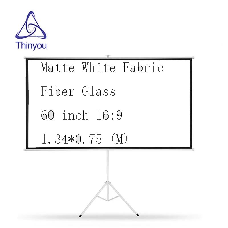 

Thinyou Bracket Screen Matte White Fabric Fiber Glass 60 Inch 16:9 Gain Portable Pull Up projector screen Stable Stand Tripod