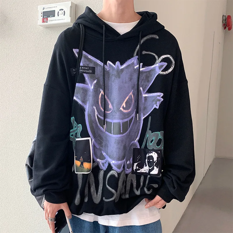 

Boys sweater Korean version of the trend of students autumn and winter hooded clothes trendy men's loose plus fleece jacket 2021