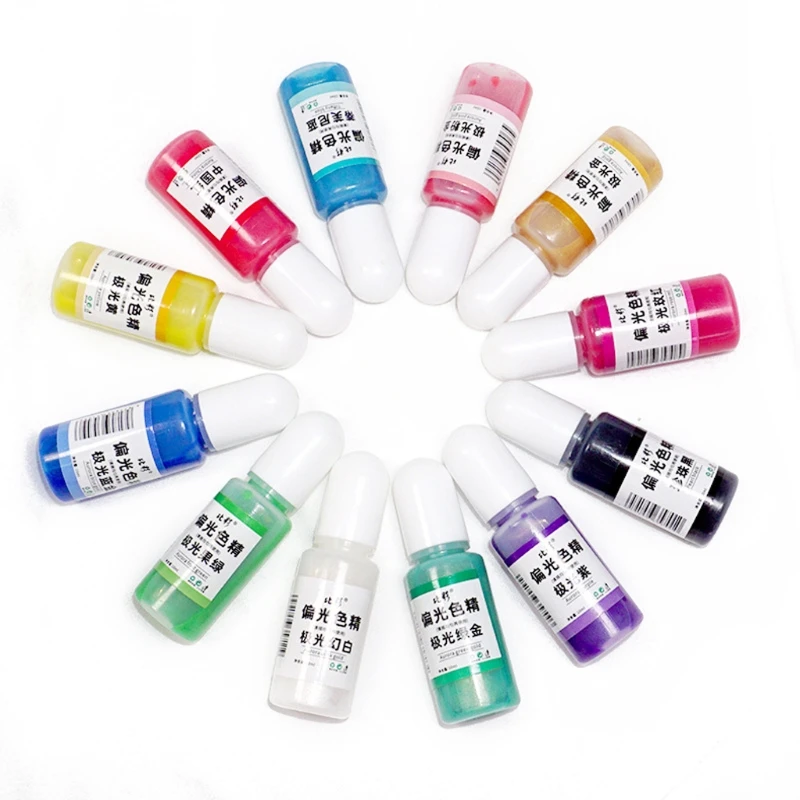 

P15F 12 Colors Epoxy Resin Pigment Pearl Liquid Resin Colorant Each 0.35oz Non-Toxic Epoxy Resin Dye Polarizing Resin Pigment