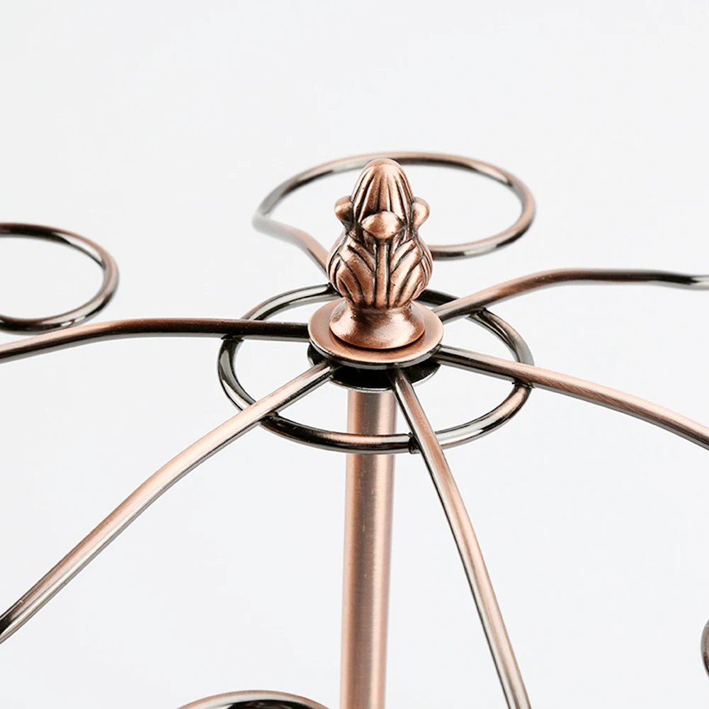 Storage Organizer Kitchen Stemware Rack Bar Hanging Wine Glass Holder Wrought Iron Gifts Bronze Display Stands Tabletop 6 Hooks |