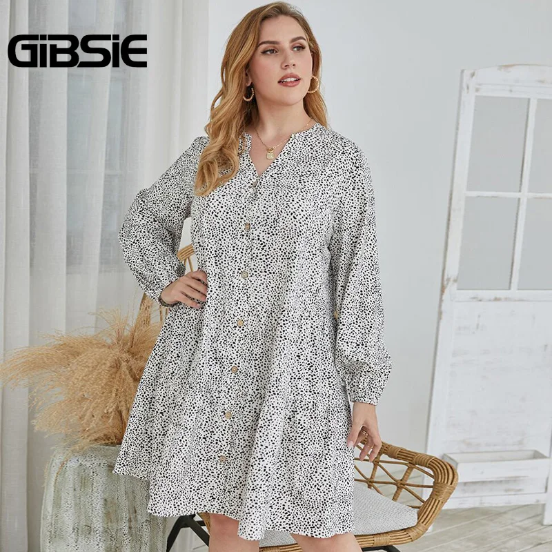 Женское платье-мини на пуговицах с принтом спереди и V-образным вырезом | Женская