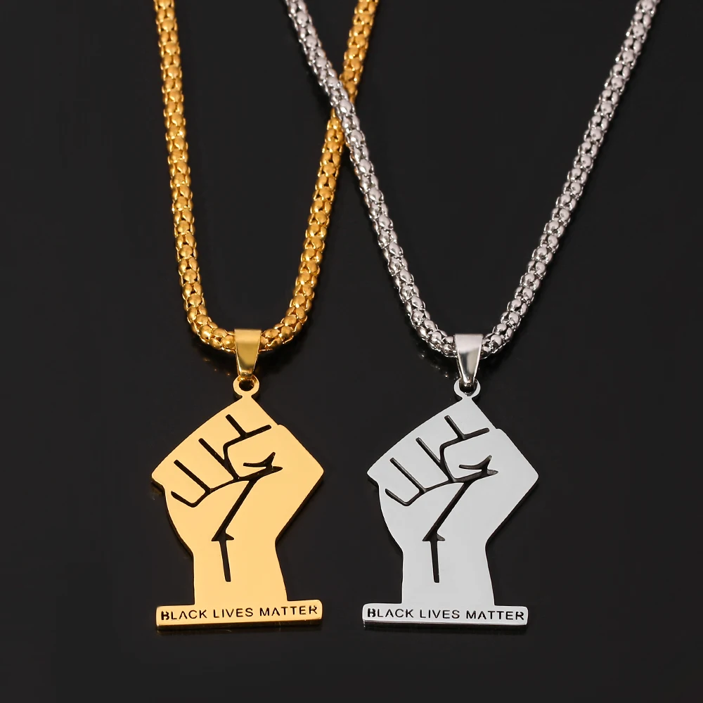 Африканское ожерелье с подвеской в виде черного кулака сплошное солидарное