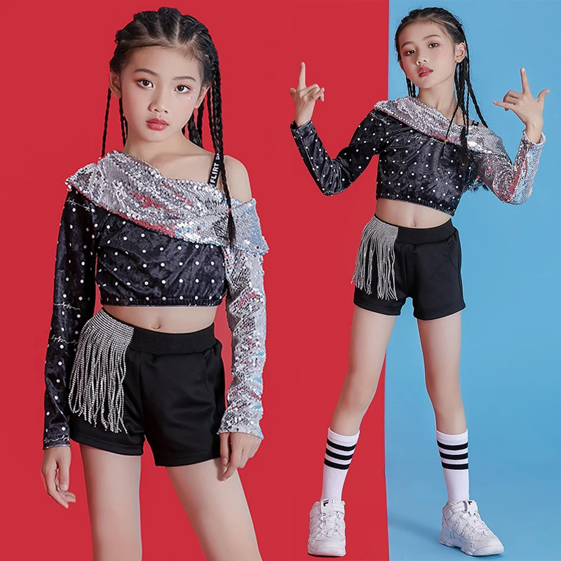 2020 джазовые танцевальные костюмы серебристые блестки топ шорты одежда для
